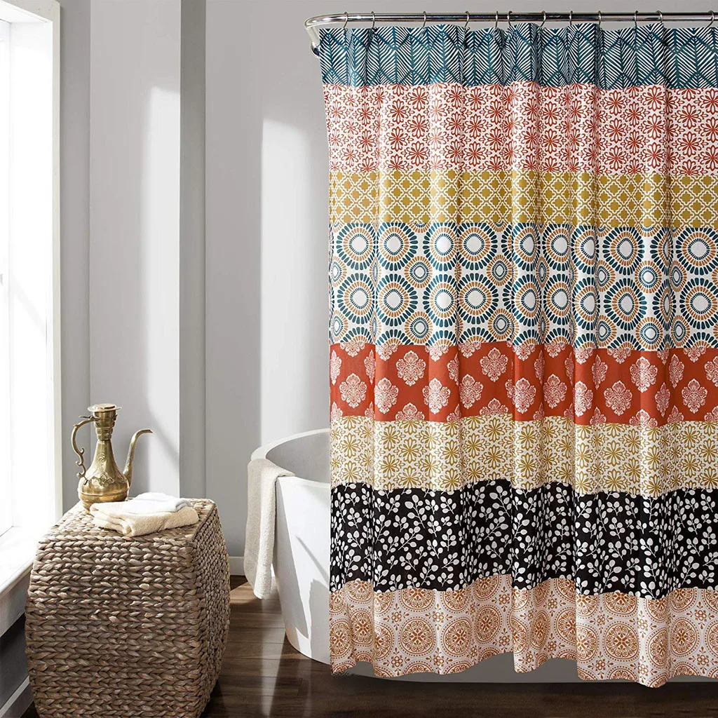 

Geometric pattern printing home shower curtain Bohemian Striped Curtain Colorful Design Bathroom Decoration оѬка для ванной c5